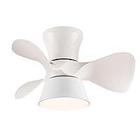 Ceiling Fans with Lamps,3 Blades Reversible Quiet Ceiling Fan with Lighting Led Dimmable 6 Speed Timer Mini Chandeliers with Fan Winter Summer Mode for Child Rooms/White