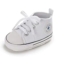 Baby Girls Boys Shoes Soft Anti-Slip Sole Newborn First Walkers Star Sneakers (White, us_Footwear_Size_System, Infant, Age_Range, Wide, 0_Months, 6_Months)