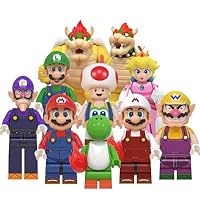 Mario Bros Toys 10 Pcs - Luigi - Princess Peach - Yoshi - Waluigi - Wario - Small End Big Iuggy Koopa - Kinopio - Mini Movie Figure for Kids - Figuras De Mario Bros Playset for Boys.