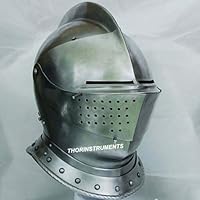 THOR INSTRUMENTS Medieval Knight Tournament Close Armor Helmet Replica Halloween Role Play Gift Rustic Vintage Home Decor Gifts