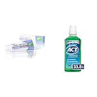 3M Clinpro Tooth Creme 0.21% Sodium Fluoride Anti Cavity Toothpaste, Vanilla Mint & ACT Restoring Zero Alcohol Fluoride Mouthwash 33.8 fl. oz. Strengthens Tooth Enamel, Mint Burst