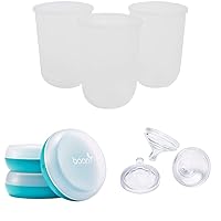 Boon NURSH Reusable Silicone Pouches (Pack of 3) + Boon Nursh Baby Bottle Storage Buns (3 Count) + Boon NURSH Silicone Replacement Nipples (Pack of 3)