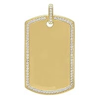 925 Sterling Silver Yellow tone Mens CZ Cubic Zirconia Simulated Diamond Animal Pet Dog Tag Fashion Charm Pendant Necklace Jewelry for Men