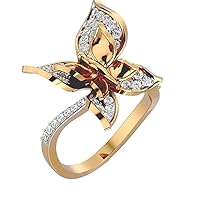 2/3 Carat Natural Diamond Butterfly Ring for Women in 14k Gold (I-J, SI1-SI2, cttw) Anniversary Ring Size 4 to 10.5 by VVS Gems