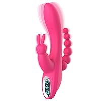 G Spot Rabbit Vibrator for Women Clitoris Stimulation with 7 Powerful Vibrations, Adorime Rechargeable 3 in 1 Clit Anal Stimulating Dildo Massager with Quiet Dual Motors for Couples or Solo Sex