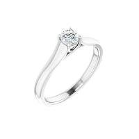 Lab-Grown Round-Shaped Diamond Sterling Silver Tarnish Resistant 4-Prong Trellis Setting Classic Solitaire Engagement Ring