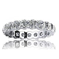 2.00 ct Sharing Prong Set Round Cut Diamond Eternity Wedding Band Ring in 14 kt White Gold
