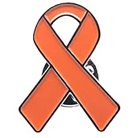 1 Orange Awareness Enamel Ribbon Pin With Metal Clasp Pin - Show Your Support For ADD, COPD, Gun Violence, Kidney Cancer, Leukemia, Multiple Sclerosis, RSD/CRPS, Self-Injury Etc