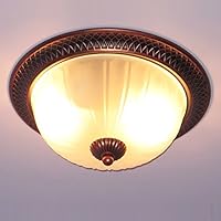Antique Dining Room Ceiling Lamps European Carved Metal Top Base Corridor Ceiling Lights White Frosted Glass Lampshade Balcony Stairwell Ceiling Lighting Fixtures