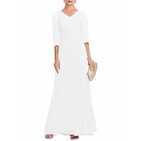 A-Line Elegant Mother of The Bride Dress V Neck Half Sleeve Floor Length Wedding Guest Dress with Appliques 2024