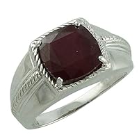 5.93 Carat Ruby Gf Cushion Shape Natural Non-Treated Gemstone 10K White Gold Ring Engagement Jewelry for Women & Men