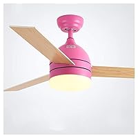 Ceiling Fan with Lights,Ceiling Fan Lights Lamps Contemporary Ventilator Remote Control Fan Lighting Dining Room Bedroom Restaurant Led Chandelier Fandelier/Pink/42In