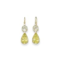 14k Gold Diamond Green Amethyst Lemon Topaz Earrings Measures 39.5x10.7mm Wide Jewelry for Women