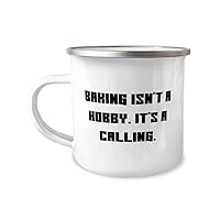 Fancy Baking Gifts, Baking Isn't a Hobby. It's a Calling, Love 12oz Camper Mug For Friends From Friends, Apron, Oven mitt, Rolling pin, Cookie cutter, Baking mix, Pancake mix, Cake mix