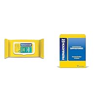 Preparation H Hemorrhoid Flushable Wipes with Witch Hazel for Skin Irritation Relief - 48 Count & Hemorrhoid Suppositories for Itching and Discomfort Relief - 12 Count (Pack of 1)