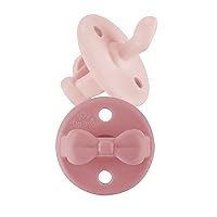 Itzy Ritzy Sweetie Soother Silicone Orthodontic Pacifiers with Collapsible Handle & Two Air Holes for Added Safety, Set of 2 in Ballet Slipper & Primrose, for Ages 6-18 Months,OSP8324618