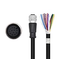 Cable for Cognex in-Sight 3800 9000 470 Microscan MV-4000 Sensor Camera, M12 A-Coded 12 Pin Female to Flying Lead 24V Power IO RS232 3m