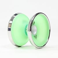 Iceberg Yo-Yo- CNC Polycarbonate Body with Stainless Steel Rings (Glow in The Dark Green with Silver Rings)