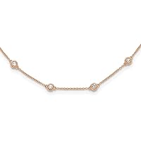 1.2mm True Origin 14k Rose Gold 1 1/3 Carat Lab Grown Diamond SI D E F 20 Station Necklace 20 Inch Jewelry for Women