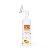 Vitamin C Foaming Face Wash with Silicone Cleanser Brush with Vitamin E & Hyaluronic Acid for Toning and Anti-Aging - Sulphate and Paraben Free - 100Ml