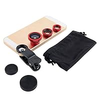 Universal 3 in 1 Camera Lens Kit for Smart Phones (iPhone,Galaxy, Motorola and More), Tablets, Ipad, and Laptops Includes Fish Eye Lens /2 in 1 Macro Lens Wide Angle Lens/Universal Clip/Carrying Bag