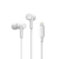 Belkin SoundForm Headphones - Wired In-Ear Earphones With Microphone- iPhone Headphones - Apple Headphones - Apple Wired Earbuds For iPhone, iPads & All Products With Lightning Connector (White)