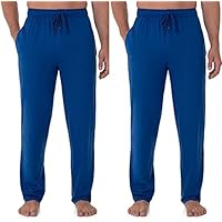 Fruit of the Loom Men's Extended Sizes Jersey Knit Sleep Pant (2-Pack), Mazarine Blue, Large Tall