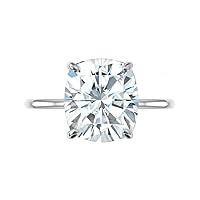 Moissanite Engagement Ring with 3.0 Ct Elongated Cushion Cut Center Stone and Side Stones, Promise Rings