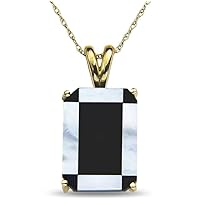 Women's Onyx Pendant & Complementary Chain in 10k Yellow Gold