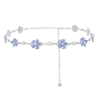 Navoky Rhinestone Waist Chain Belt Flower Pendant Belly Belly Body Chains Jewelry Accessories for Women and Girls (Blue)