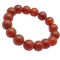 Hand_Crafted Unisex gem carnelian chalcedony 10mm round smooth beads stretchable 7 inch bracelet for men,women-Healing, Meditation,Prosperity,Good Luck Bracelet YO-STRD-12313