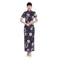 Qipao Dresses Mulberry Silk Chinese Traditional Printed Evening Party Long Cheongsams 3585