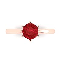 1.05 ct Round Cut Solitaire Genuine Pink Tourmaline 6-Prong Stunning Classic Statement Ring in 14k rose Gold for Women