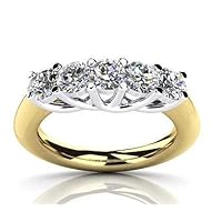 1.00 ct TW Ladies Round Cut Diamond Two Tone Wedding Band in 18 kt White and Yellow Gold