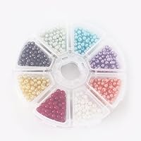 Adabus Beading Crafts Ball Pearl Beads DIY Kit for DIY Necklace & Bracelet Random Mixed Candy Color 1500pcs/set 4MM Dia - (Color: Mixed Color)