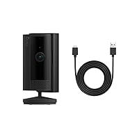 All-new Ring Indoor Cam (2nd Gen), Black with 10 ft. USB-A to Micro USB Power Cable