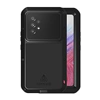 LOVE MEI for Samsung Galaxy A53 (6.5'') Case,Outdoor Sports Military Heavy Duty Metal Cover Shockproof Dustproof Full Body Protective Case with Built in Tempered Glass Screen Protector (A53, Black)