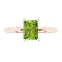 1.65ct Radiant Cut Solitaire Genuine Vivid Green Peridot Proposal Bridal Designer Wedding Anniversary Ring 14k Rose Gold