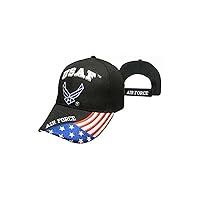 Air Force Wings Patriotic USA Flag Black Embroidered Cap Hat Licensed 603GB