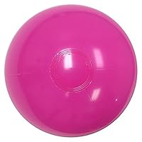 16-Inch Deflated Size Solid Hot Pink Beach Ball - Inflatable to 12-Inches Diameter