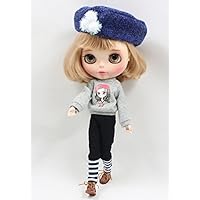Lovely Set 4 pcs Print T-Shirt Pants hat Brown Boot Cloth for Blythe Doll Azone Licca ICY 1/6 Bjd Doll Best Gift