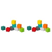 Infantino Squeeze and Stack Block Set - Colorful Textured Soft Blocks, Includes Numbers, Animals and Shapes, Ages 6 Months + (Pack of 2)