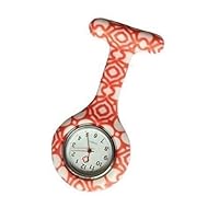 Unisex-Adult Abstract Silicone Nurse Doctor Tunic Brooch Watch Medical Extra Battery Red