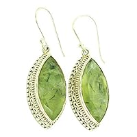 fabulous Green Prehnite Gemstone 925 Solid Sterling silver Dangle Earrings Designer Jewelry Gift For Her