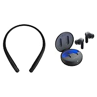 Tone Style HBS-SL5 Bluetooth Wireless Stereo Neckband Earbuds with True Wireless Bluetooth Earbuds T90 - Adaptive Active Noise Cancelling Earbuds with Dolby Atmos, Black, Small