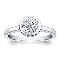1.00 ct. tw Round Natural Diamond Solitaire Ring In 14k Gold ,Bezel (H-I, SI1-SI2)