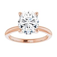 10K Solid Rose Gold Handmade Engagement Rings 2.25 CT Oval Cut Moissanite Diamond Solitaire Wedding/Bridal Rings Set for Women/Her Propose Rings, Perfact for Gifts Or As You Want