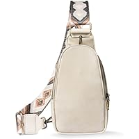 Vintage shoulder bag, crossbody bag, sling backpack, PU leather backpack, multifunctional outdoor chest bag (white)