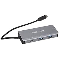 StarTech.com 4 Port USB C Hub (10Gbps) to 3X USB-A & 1x USB-C - 100W Power Delivery Passthrough Charging - Portable USB 3.1 Gen 2/USB 3.2 Gen 2 Type C Laptop Adapter - Works w/ TB3 (HB31C3A1CPD3)
