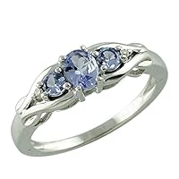 Carillon Tanzanite Oval Shape 5x4MM Natural Earth Mined Gemstone 10K White Gold Ring Unique Jewelry for Women & Men